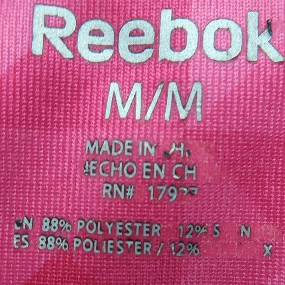 REEBOK PINK & GREEN GEOMETRIC PRINT WIDE WAISTBAND WITH POCKET CAPRI LEGGINGS - Picture 2 of 8